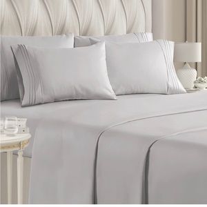 Queen Sheet Set - 6 Piece Set - Hotel Luxury Bed Sheets-Extra Soft -Light Gray